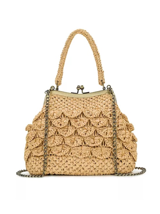 Patricia Nash Handbags - Patricia Nash Laureana Small Scalloped
Raffia Frame Crossbody Bag Kiss Lock